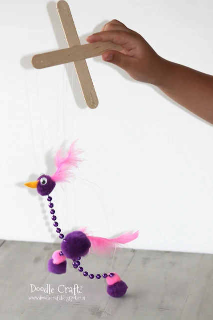 Easy Silly Bird Marionette DIY tutorial!