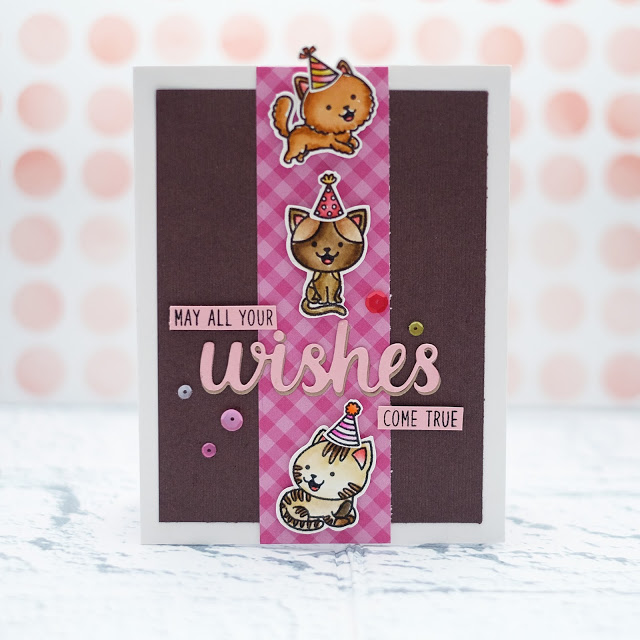Sunny Studio Stamps: Purrfect Birthday Heartfelt Wishes Pink Brown Birthday Card by Lexa Levana