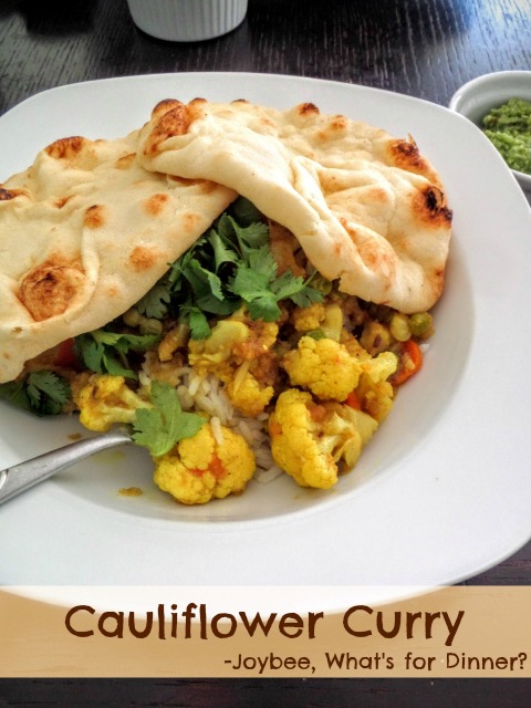 Cauliflower Curry:  Tender cauliflower cooked in warm Indian spices.