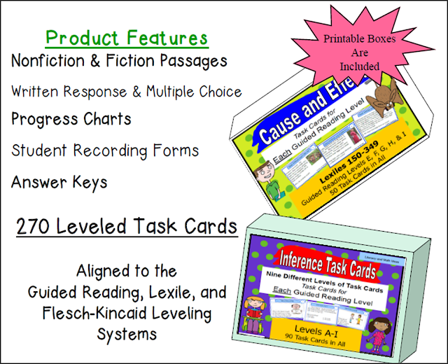 Literacy & Math Ideas: Free Leveled Task Cards