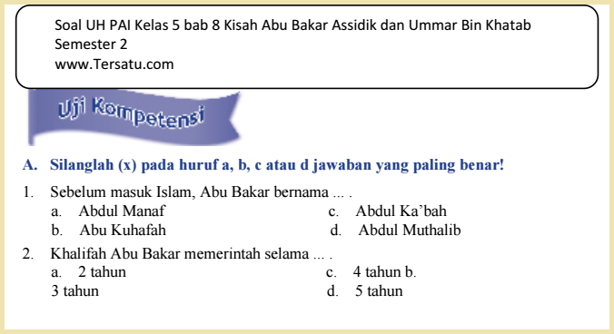 Soal Soal Uh Pai Ktsp Kelas 5 Semester 2 Tersatu Com