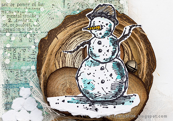 Layers of ink - Snowman Tag Tutorial by Anna-Karin Evaldsson with Tim Holtz Christmas stamps