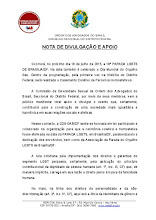 Nota de divulgação e apoio