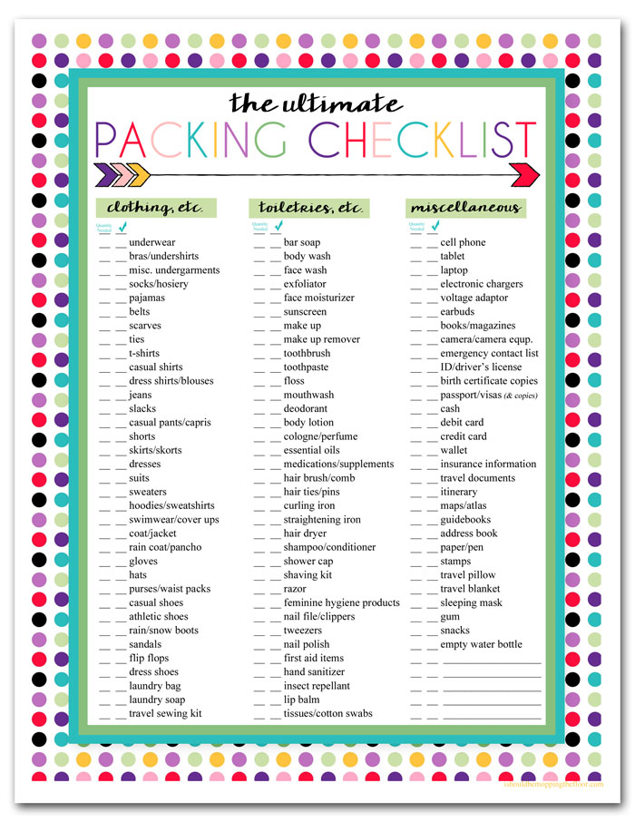 Free Printable Trip Packing List i Should Be Mopping The Floor