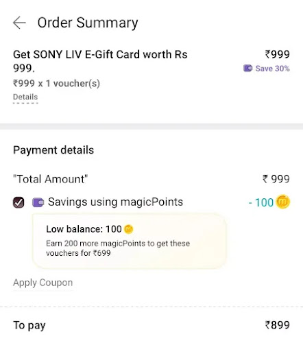 sony liv magic pin