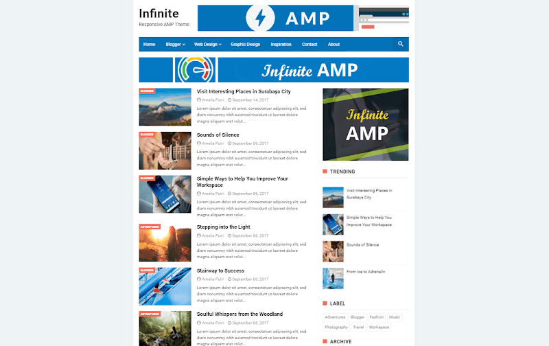 Infinite AMP SEO Friendly Premium Blogger Template [Free