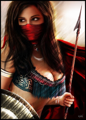 veiled female warrior fantasy art