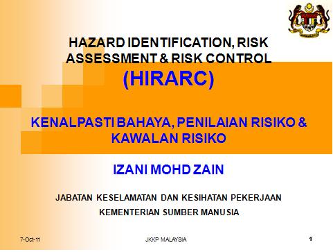 Contoh Borang Hirarc : Contoh Borang Risk Assessment Daman Huri