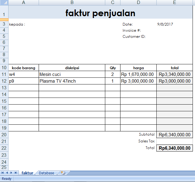 Membuat Faktur Penjualan Menggunakan Vlookup Di Excel 2007