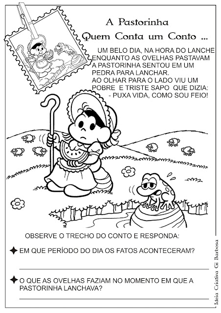 Atividade  Texto e Interpretação Contos de Fada A Pastorinha  - Página 3 e 4