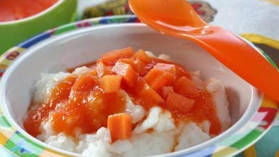 Resep MP-ASI: Bubur Susu Pepaya dan Puree Coklat