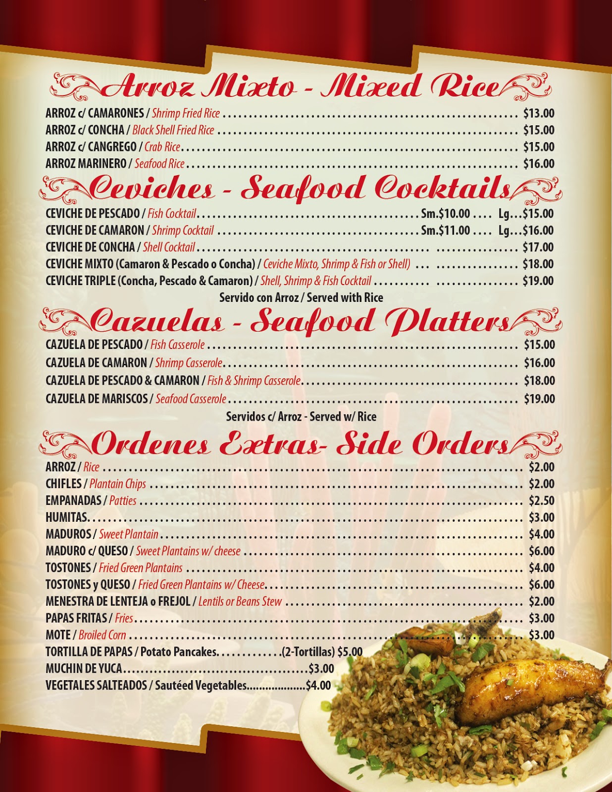 Menu Ecuadorian Restaurant Menu Ecuadorian Restaurant