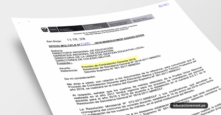 OFICIO MÚLTIPLE N° 020-2018-MINEDU/VMGP-DIGEDD-DITEN - Proceso de Contratación Docente 2018 - www.minedu.gob.pe OFICIO MÚLTIPLE N° 020-2018-MINEDU/VMGP-DIGEDD-DITEN - Proceso de Contratación Docente 2018 - www.minedu.gob.pe