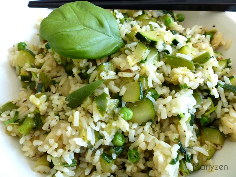 Riz sauté aux légumes verts