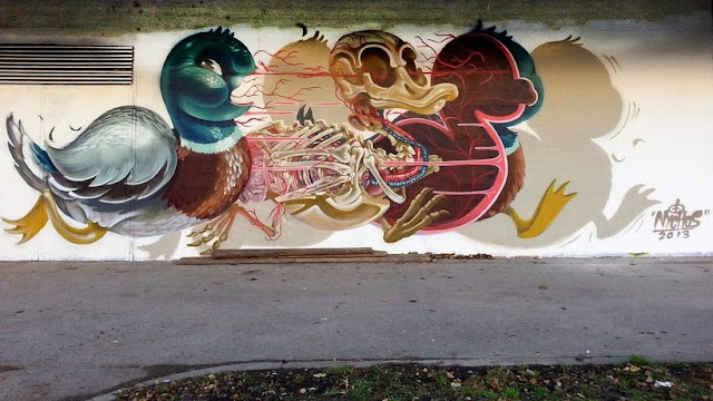 "Dissection Of A Duck" New Mural By Nychos in Alterlaa, Vienna. 1