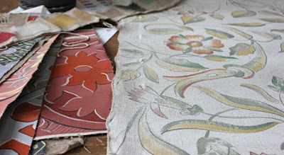 scraps of painted linen