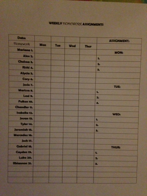 5th Grade Tomfoolery: Weekly Homework Sheet Freebie