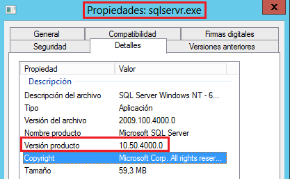 MSSQL: Saber la versión de SQL Server instalada