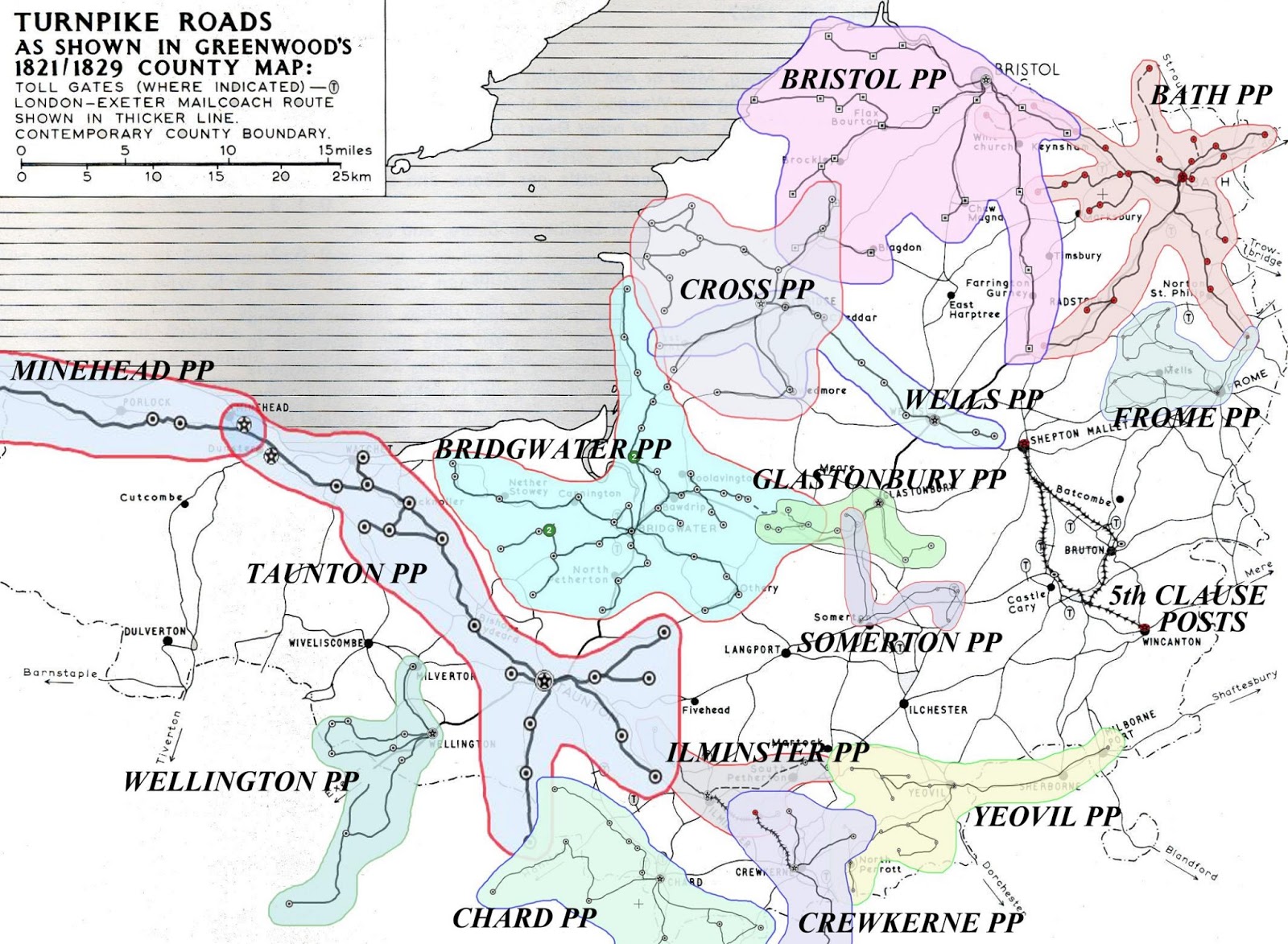 Somerset Postal History Map of Somerset Penny Posts