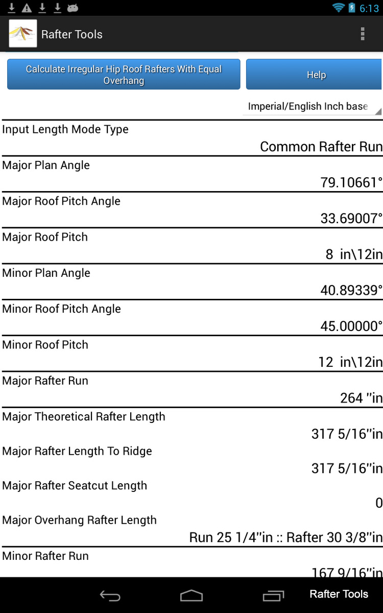 Hip Roof Rafter Calculator