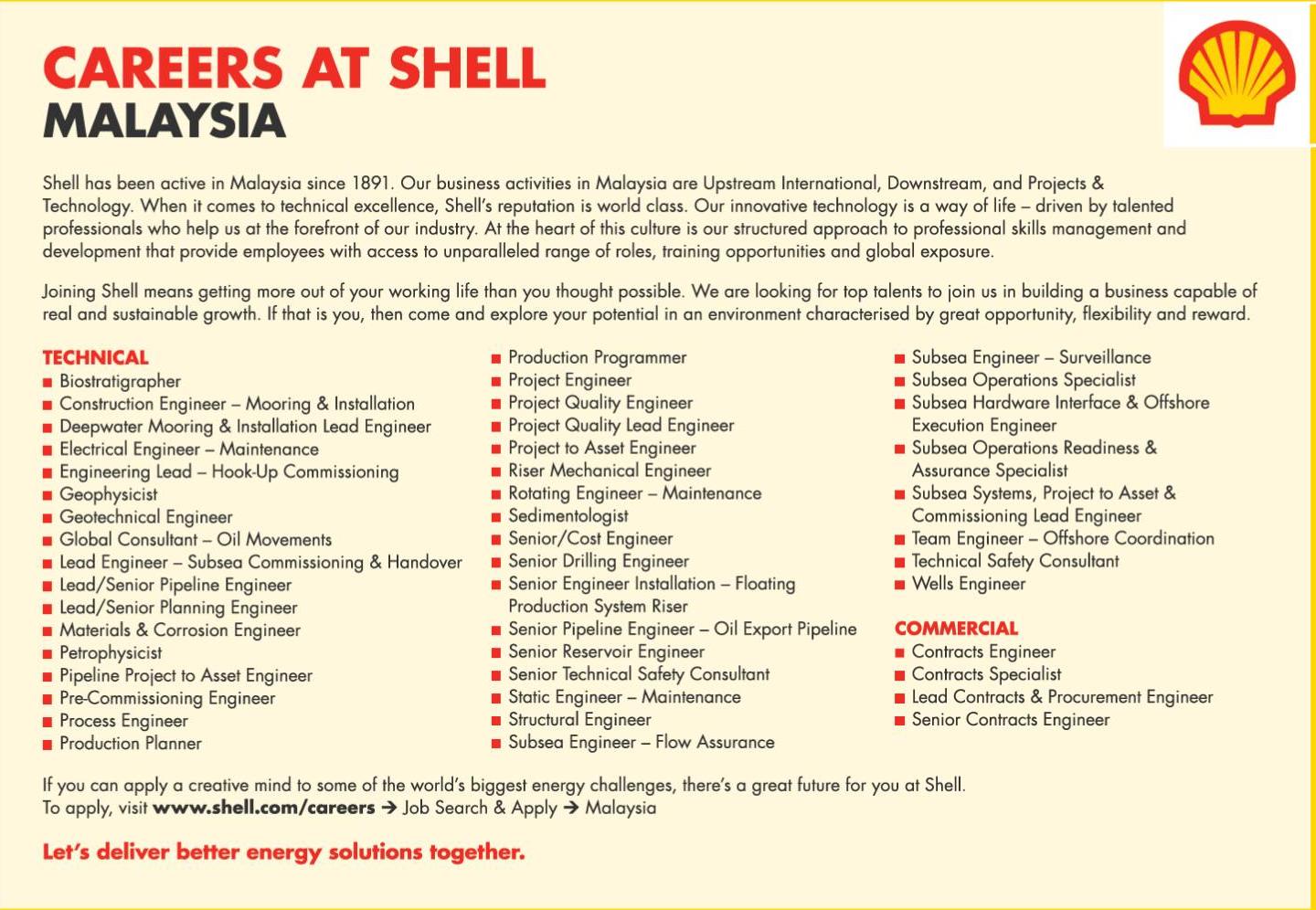 Job Vacancy At Shell Malaysia Terkini