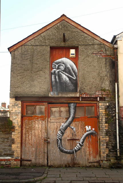Street Art By British Artist Phlegm For The Empty Walls Festival In Cardiff, Wales. 1