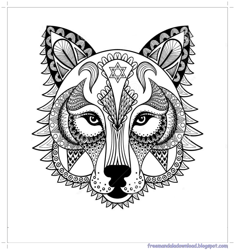 Malvorlagen WolfMandalahohe Qualität/Wolf mandala