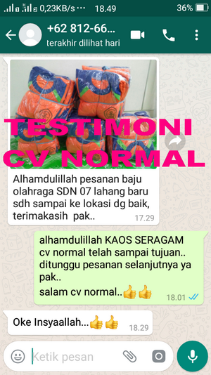 TESTIMONI PEMBELIAN KAOS SERAGAM CV NORMAL