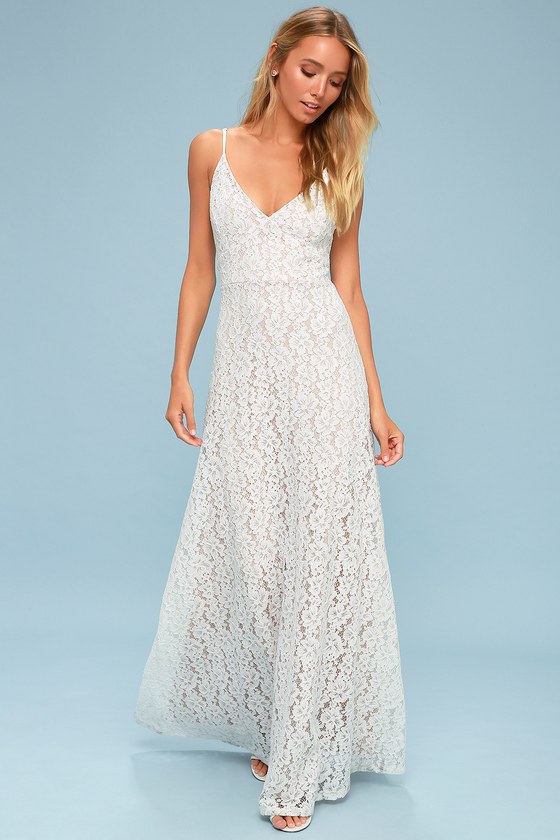 flynn white lace maxi dress