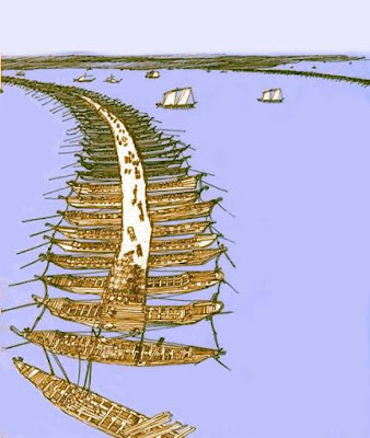 Η μεγαλύτερη πλωτή γέφυρα της αρχαιότητας κατασκευάστηκε από τον Ξέρξη στον Ελλήσποντο για να επιτεθεί στην Ελλάδα. Αποτελούταν από δεκάδες πολεμικά πλοία. Πώς κατάφερε να μη φεύγουν τα πλοία από τον αέρα