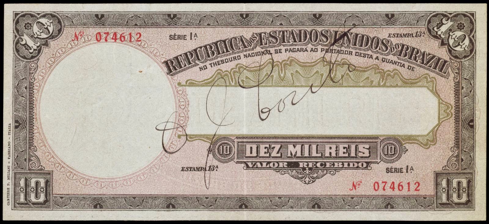 World Banknotes Coins Pictures Old Money Foreign Currency Notes World Paper Money Museum Brazil 10 Mil Reis Banknote 1914