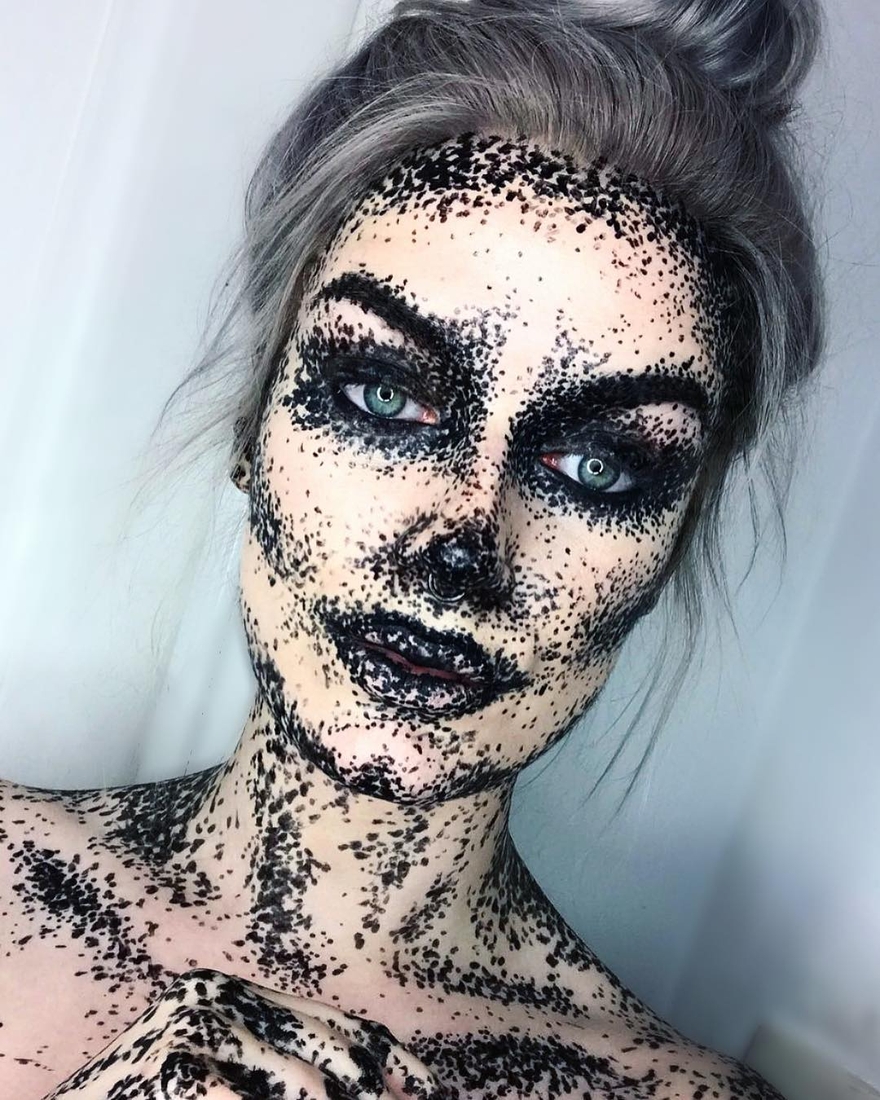 02-Pointillism-Erika-Marie-Mua-Makeup-Inspirations-for-Halloween-www-designstack-co