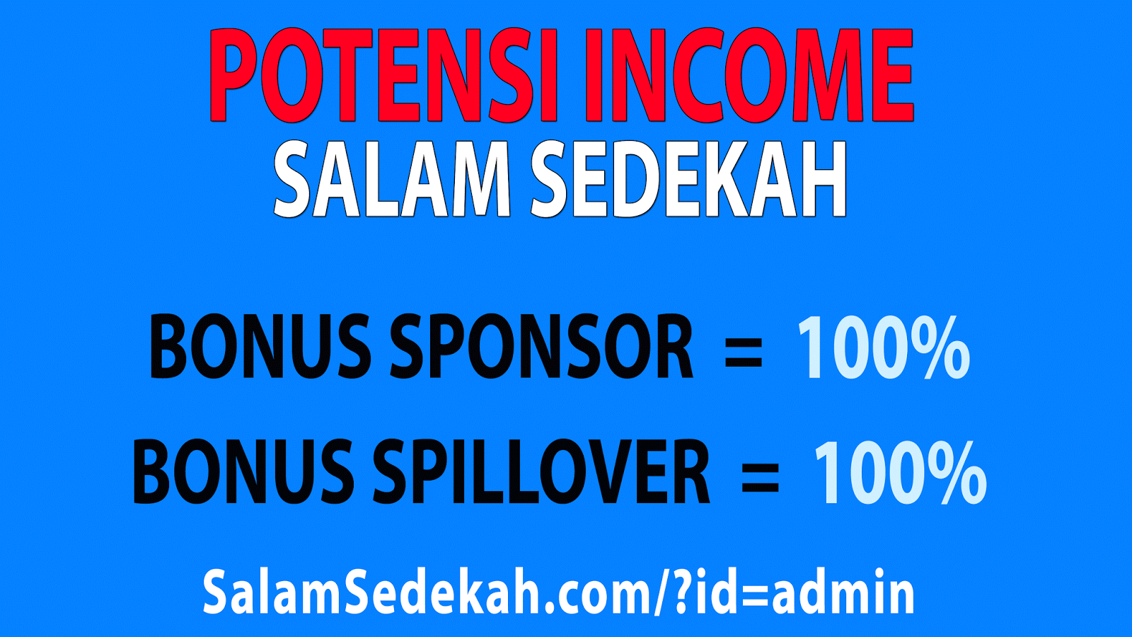 Salam Sedekah bonus sponsor 100% dan bonsu spillover 100%