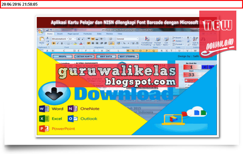 Download Aplikasi Kartu Pelajar dan NISN dilengkapi Font Barcode dengan