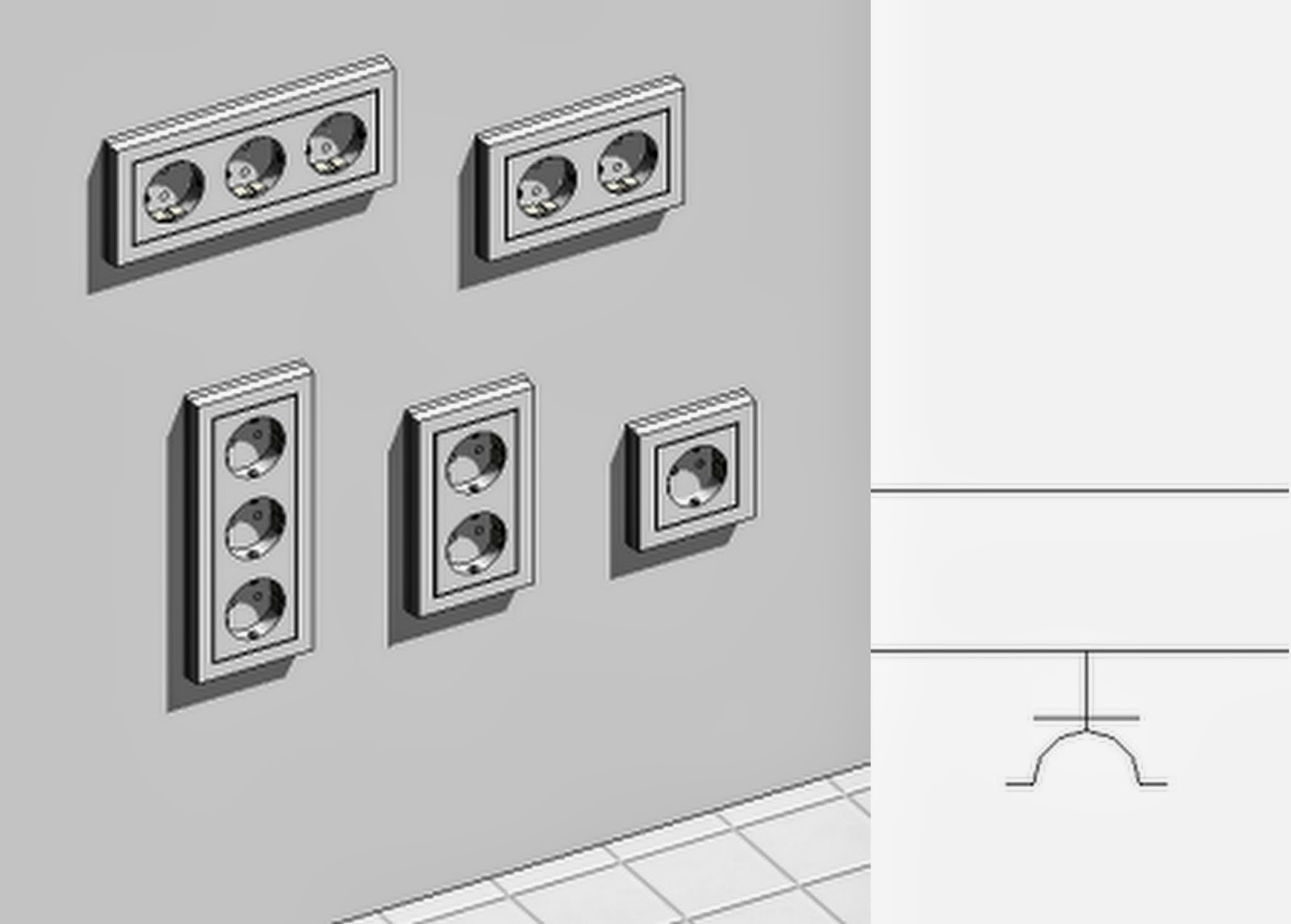 Custom Revit Families Electrical fixtures / Elementy elektryczne