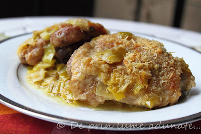 Pui cu praz si parmesan/ Chicken with leeks and parmesan