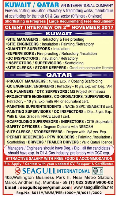 Cape plc Jobs in Qatar/Kuwait | Insulation/Refractory/Fireproofing/Scaffolding/Coating Projects | Seagull International 