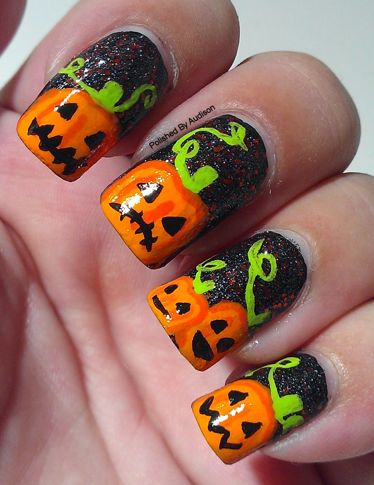 Polished By Audison: 13 days of Halloween | Pumpkin Nail Art
