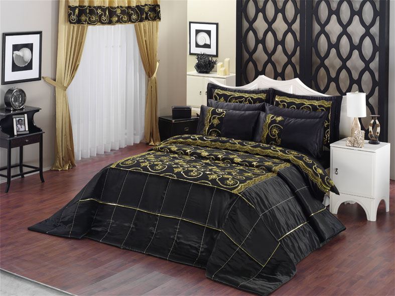 Ev Home Siyah yatak örtüsü modelleri