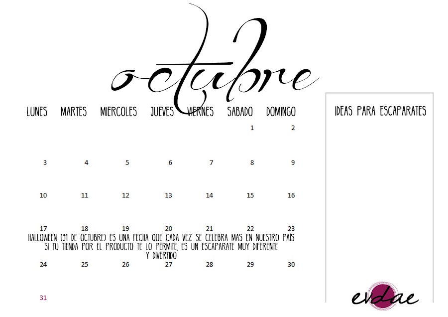 calendario escaparates 2016 octubre