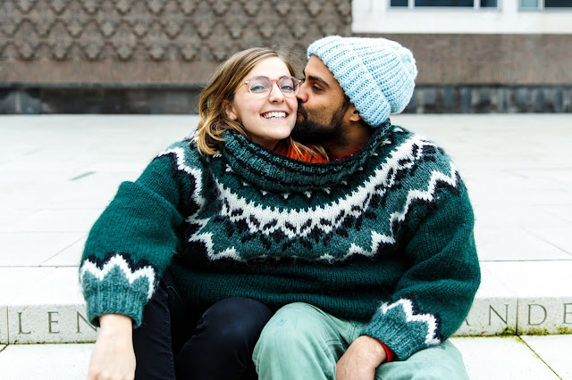 Romantic celebration 2 couples earing 1 sweater
