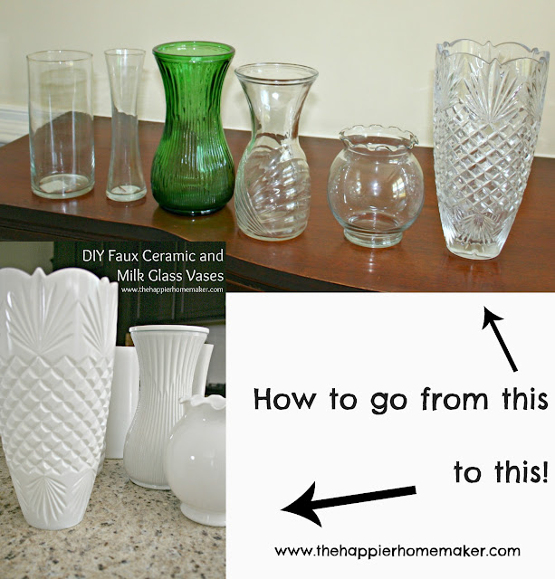 Several vases that are clear or colored before being painted white
