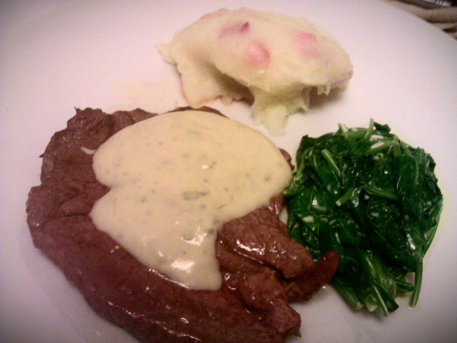 Everything Goes With Toast Steak with stilton sauce, leek & pancetta mash