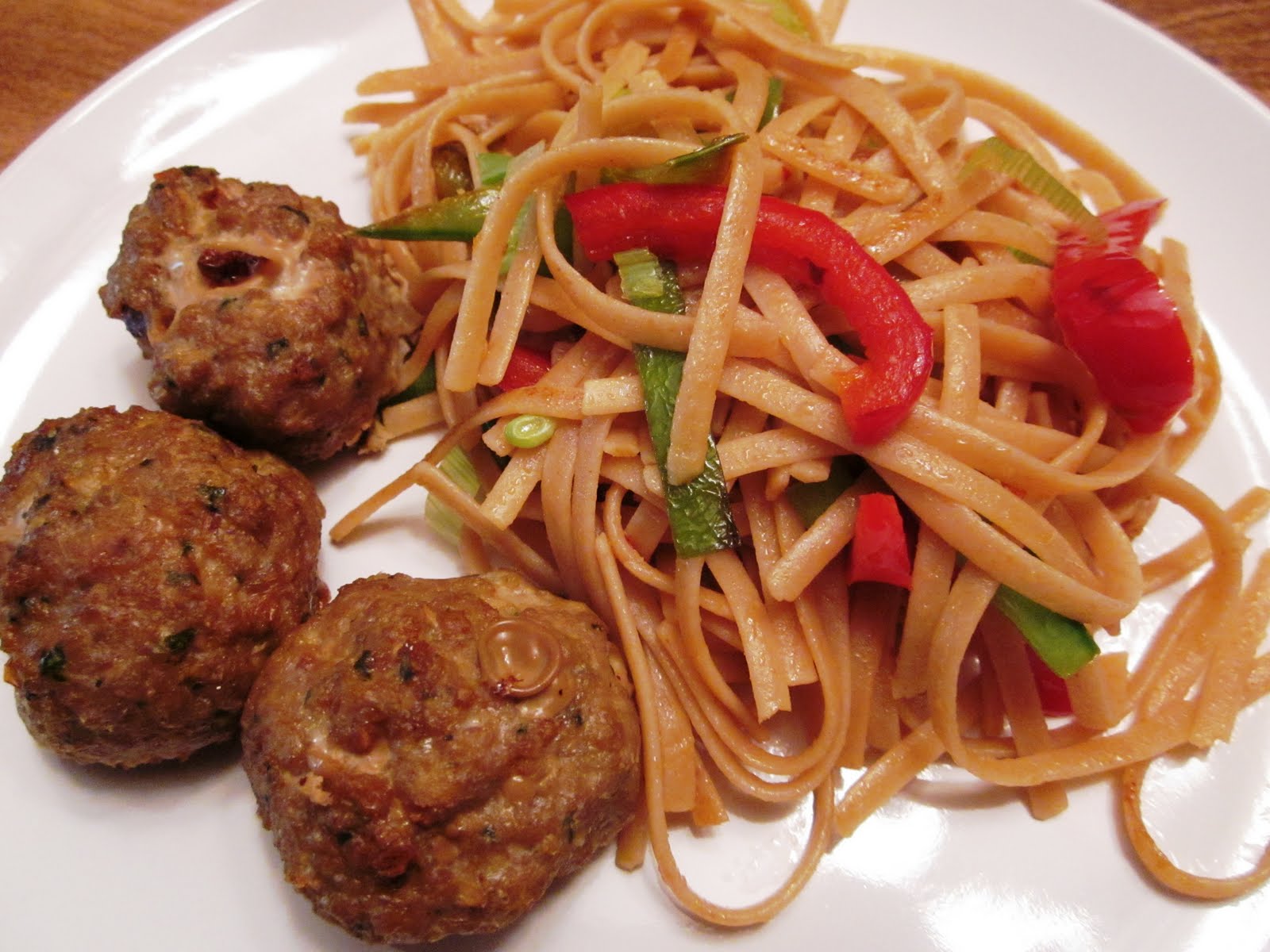 Heather's Healthy Journey Gingery Turkey Meatballs with Noodles