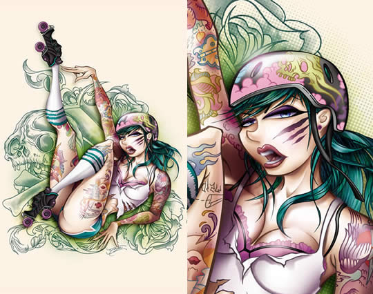 Tatuagens femininas em ilustrações sexy - 08