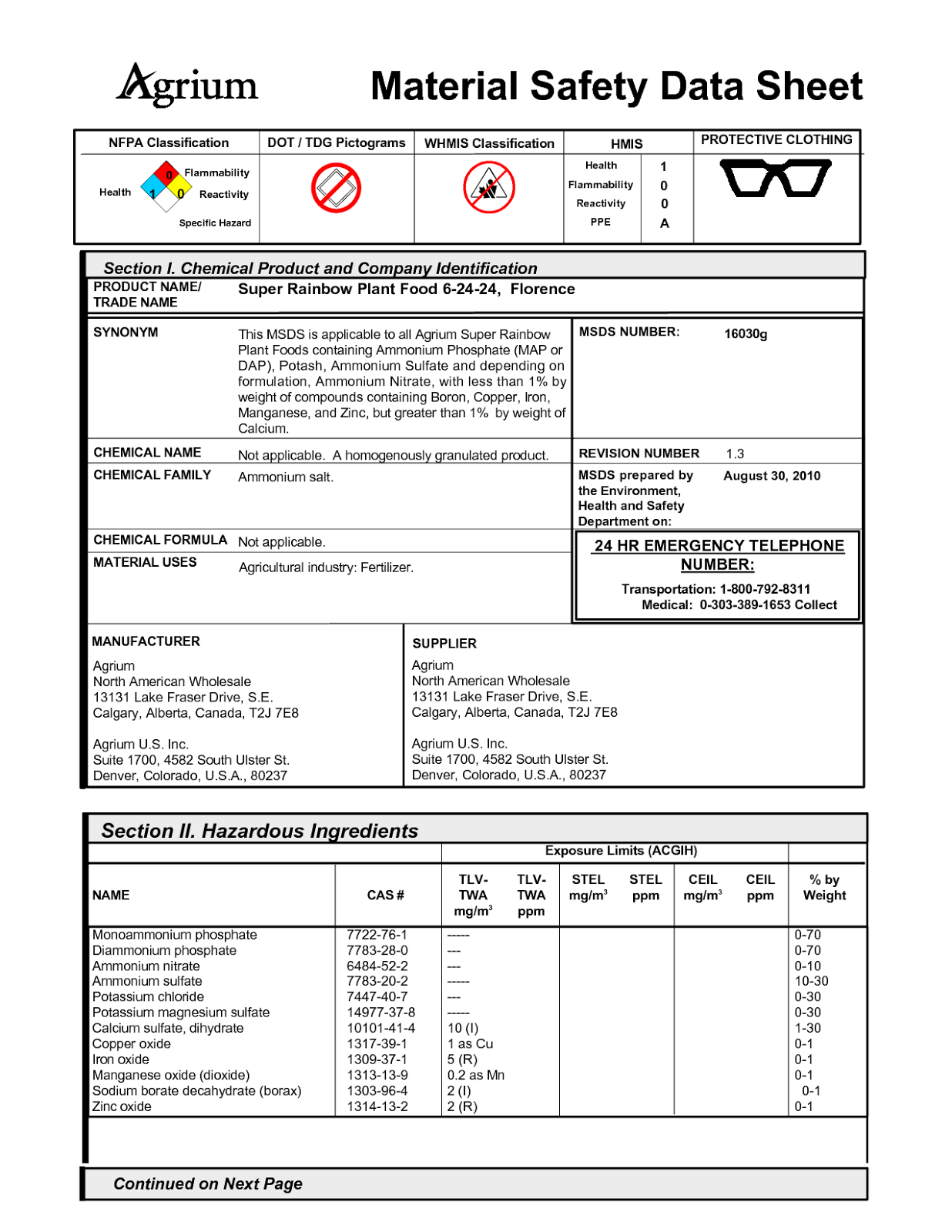 Printable Msds Data Sheets