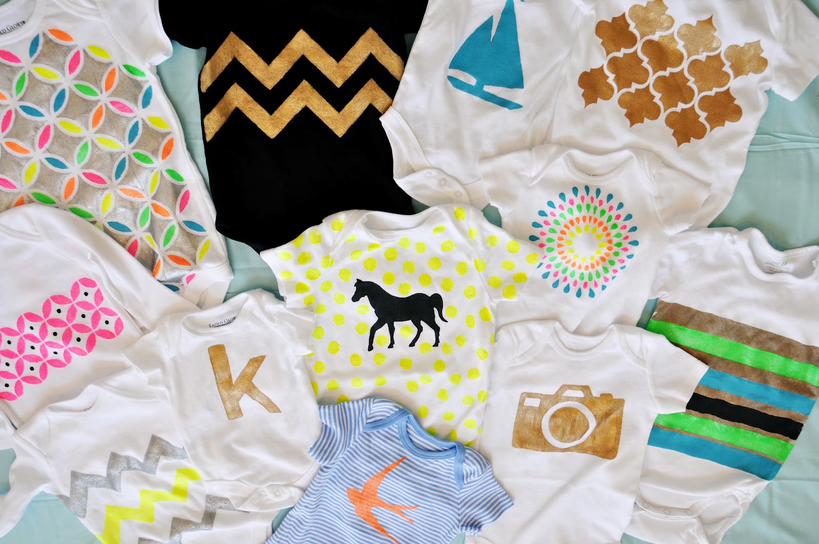 Diesel in Bloom DIY fabric painted onesies