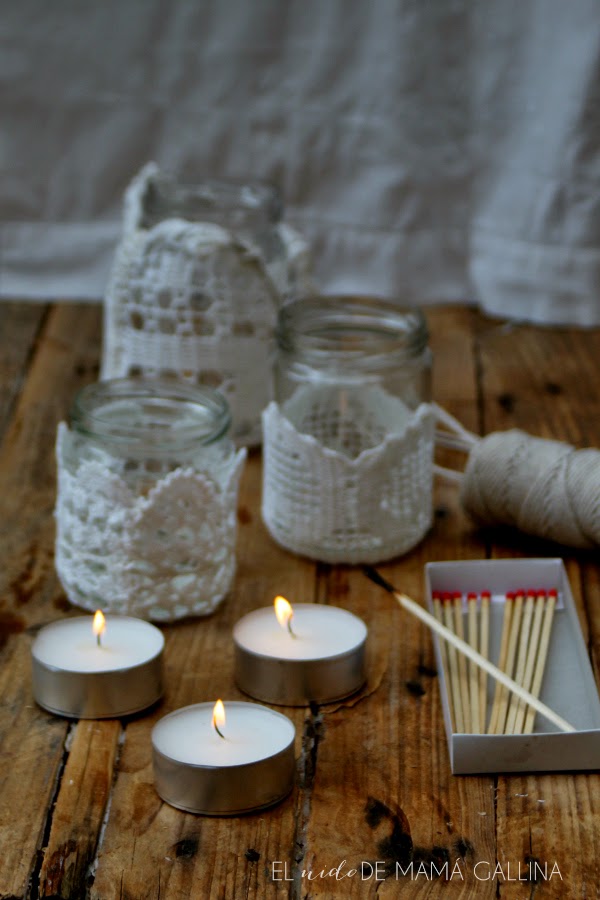 crochet candle holder