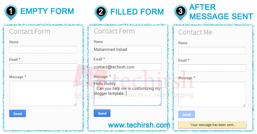 default blogger contact form - official