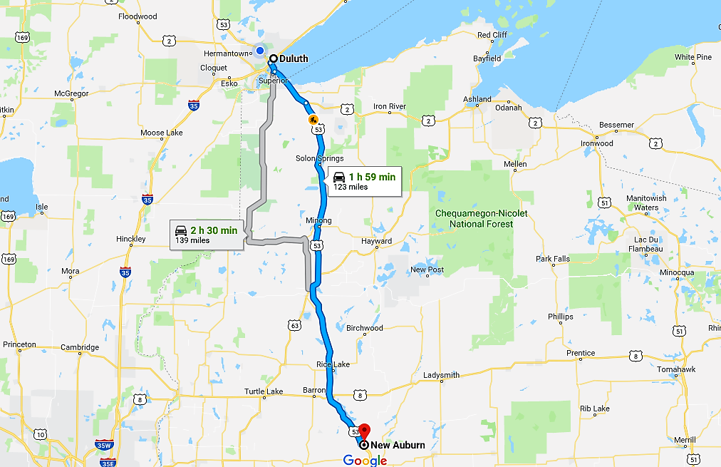 A Place Called "Away" Duluth MN to New Auburn WI